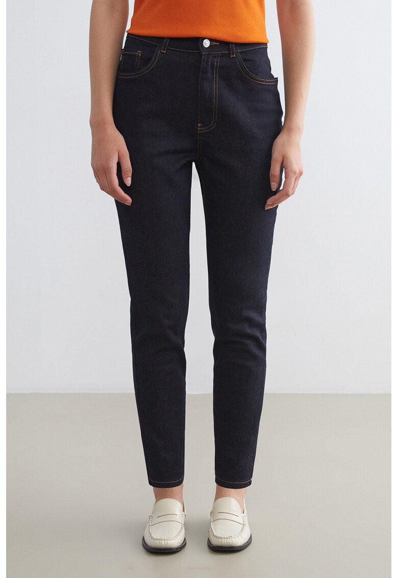 Blugi slim fit cu talie inalta - Negru