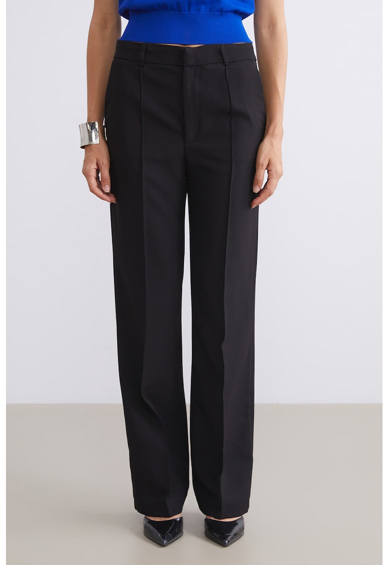 Pantaloni conici cu tali inalta - Negru