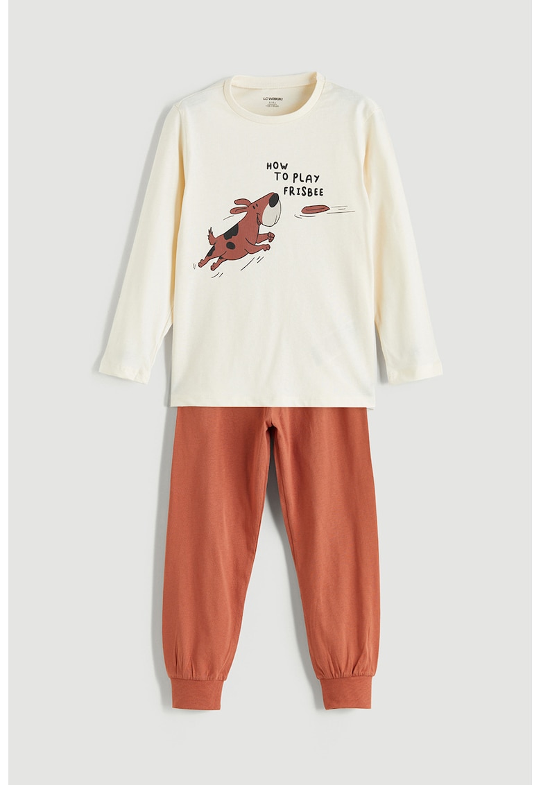 Pijama lunga cu imprimeu grafic