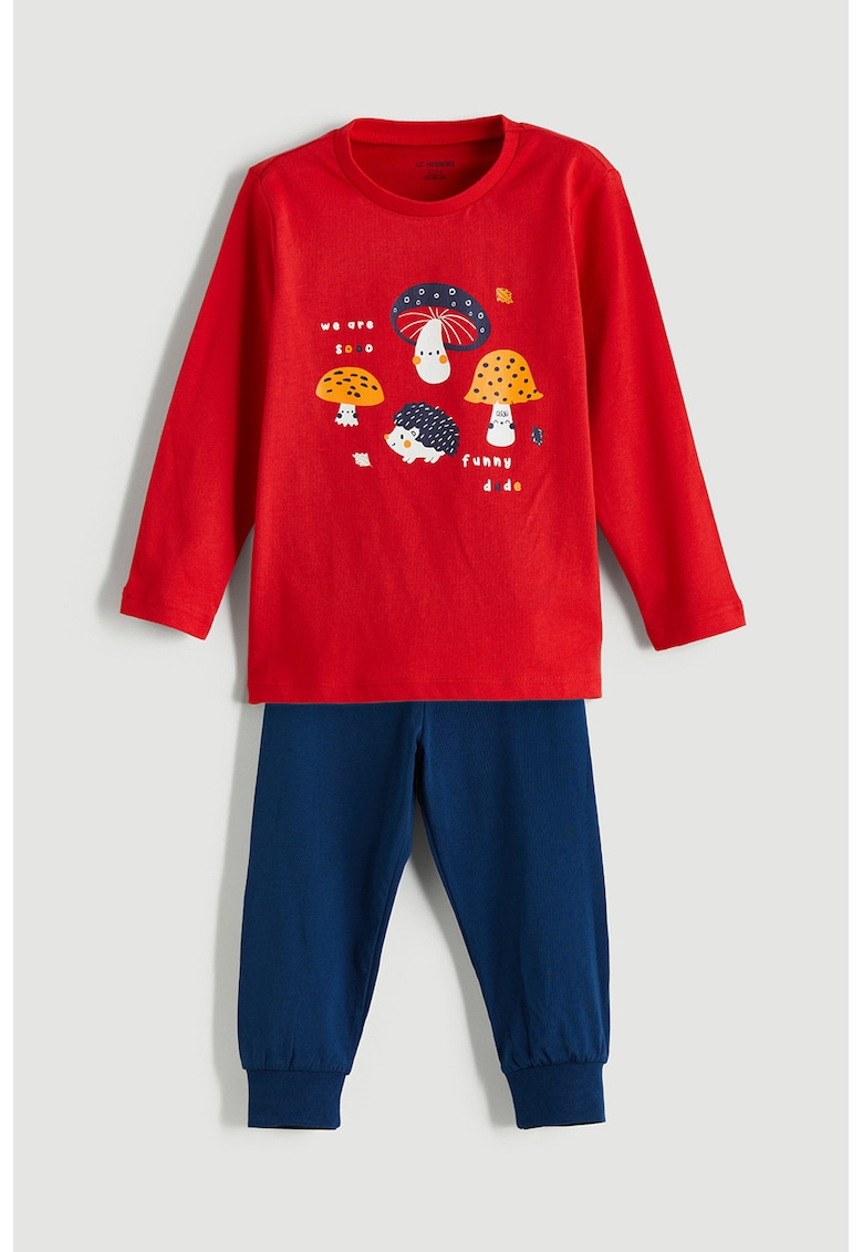 Pijama lunga cu imprimeu frontal