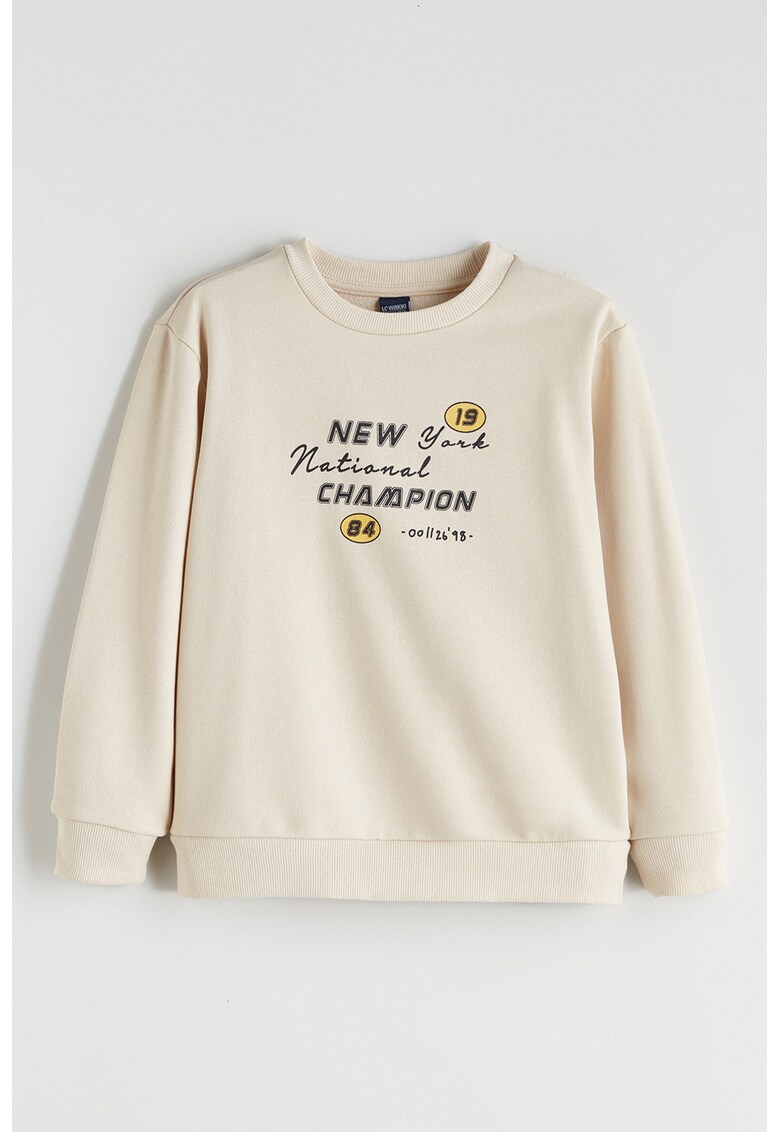 Bluza de trening cu decolteu la baza gatului - Bej deschis