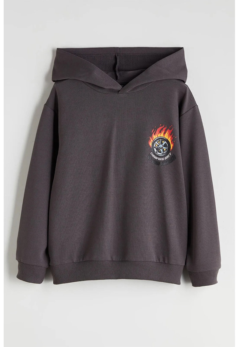 Bluza de trening din amestec de bumbac cu decolteu la baza gatului - Gri antracit