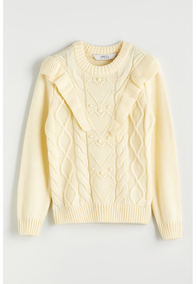 Pulover cu decolteu la baza gatului si torsade