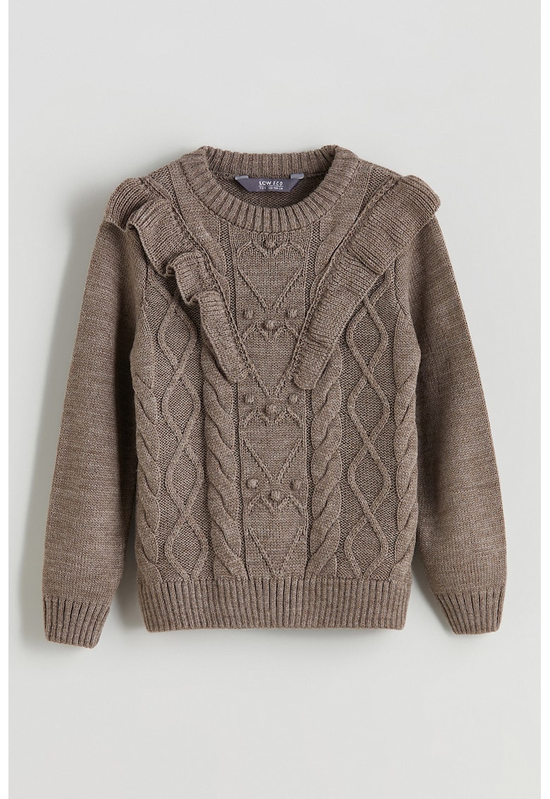 Pulover cu decolteu la baza gatului si torsade