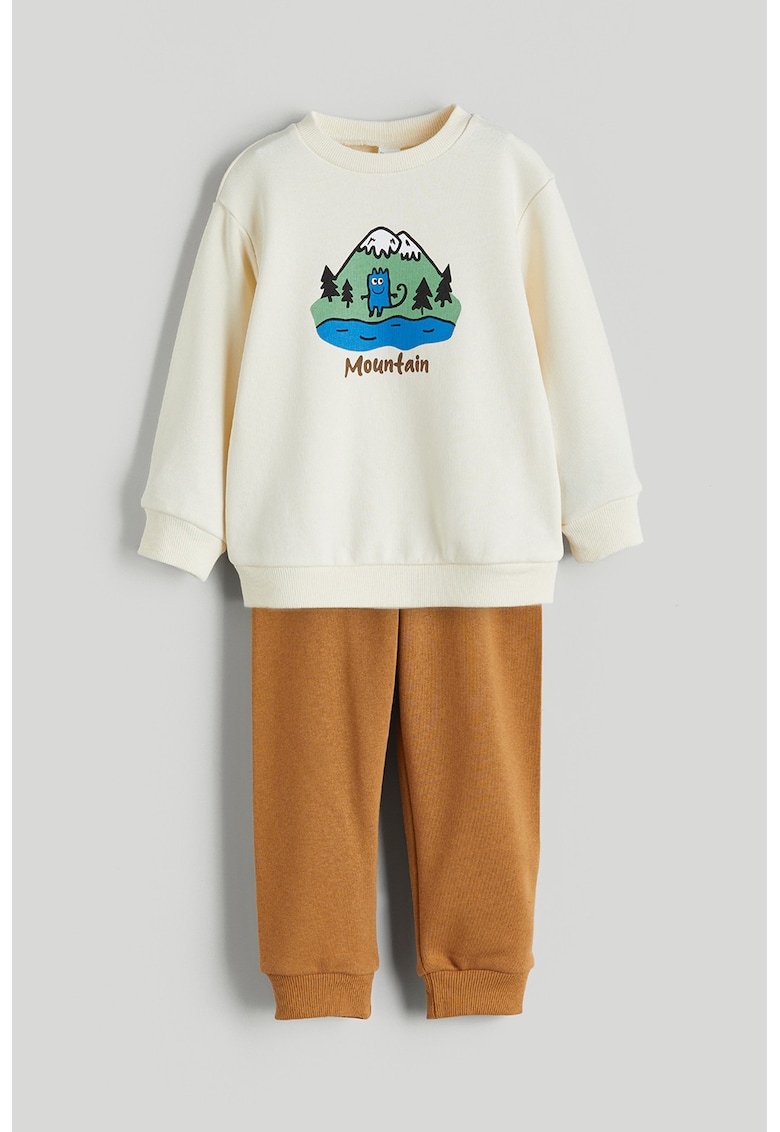 Set de bluza de trening cu imprimeu grafic si pantaloni - 2 piese