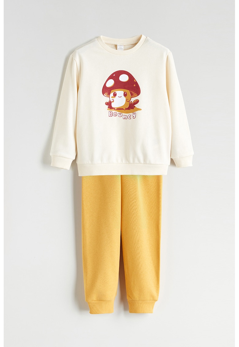 Set de bluza de trening cu imprimeu grafic si pantaloni - 2 piese