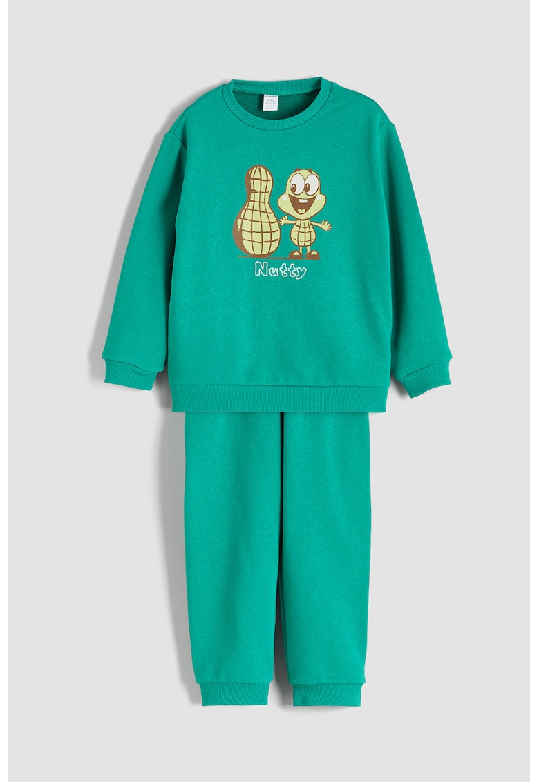 Set de bluza de trening cu imprimeu grafic si pantaloni - 2 piese