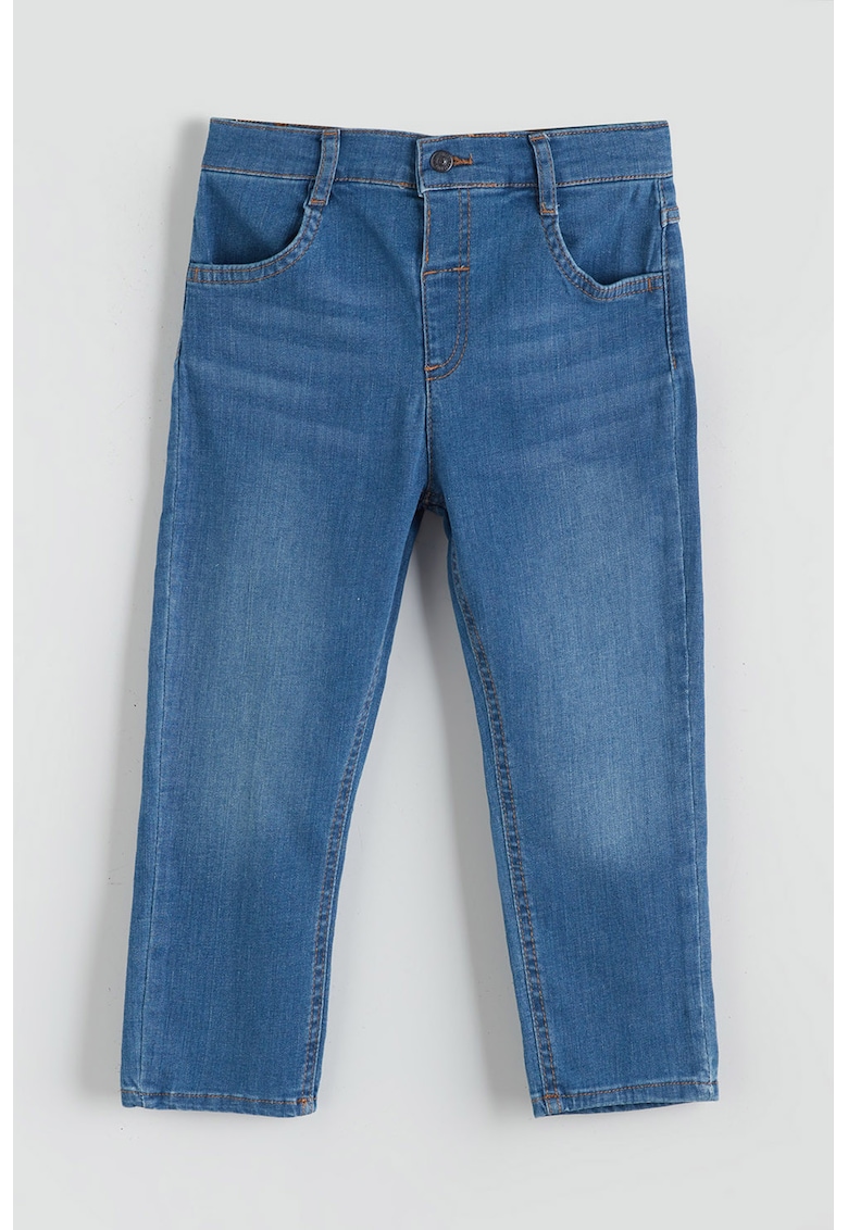 Blugi drepti cu aspect decolorat - Albastru melange