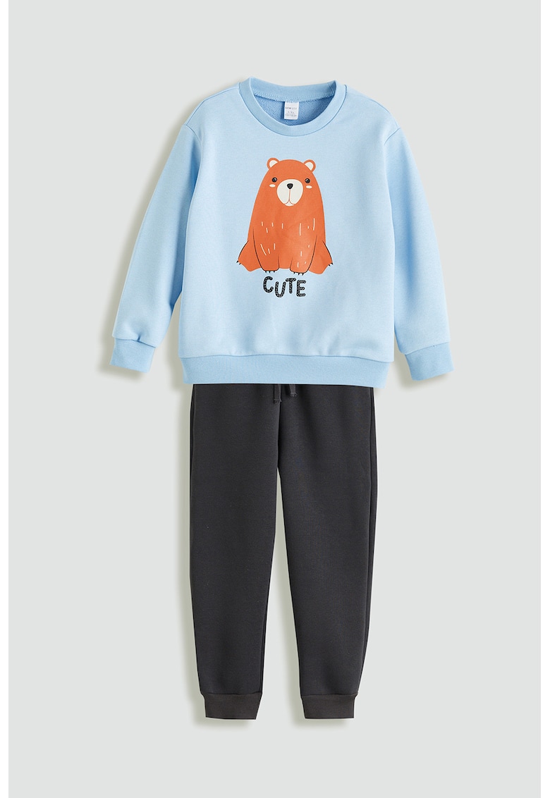 Trening cu decolteu la baza gatului cu imprimeu cu ursulet Trening cu decolteu la baza gatului cu imprimeu cu ursulet