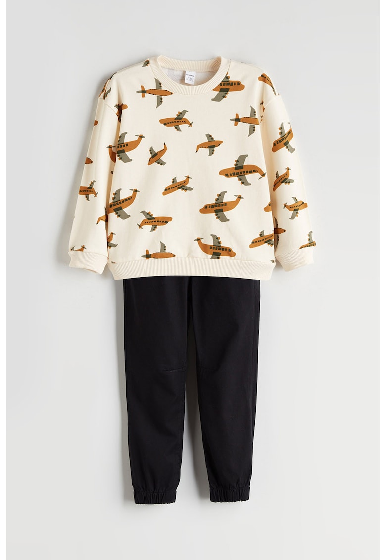 Set de pantaloni si bluza de bumbac cu model - 2 piese