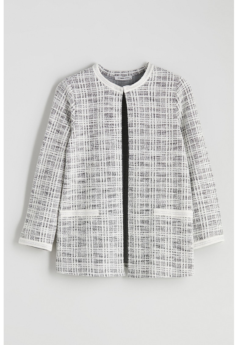 Sacou cu model in carouri si decolteu la baza gatului