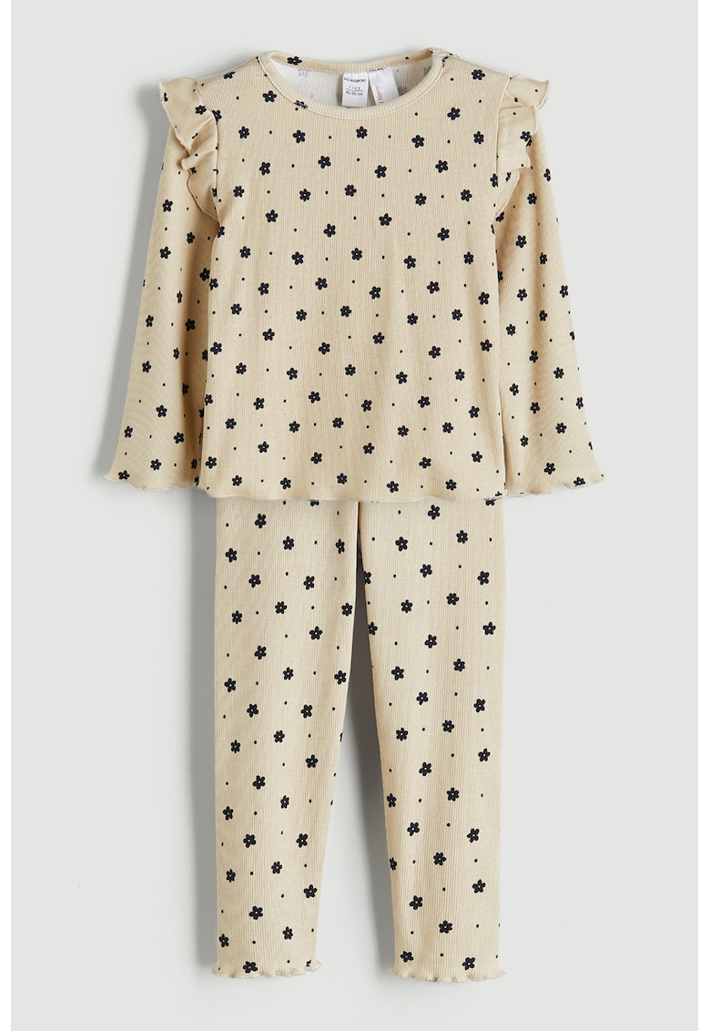 Set de bluza si pantaloni cu model cu buline - 2 piese