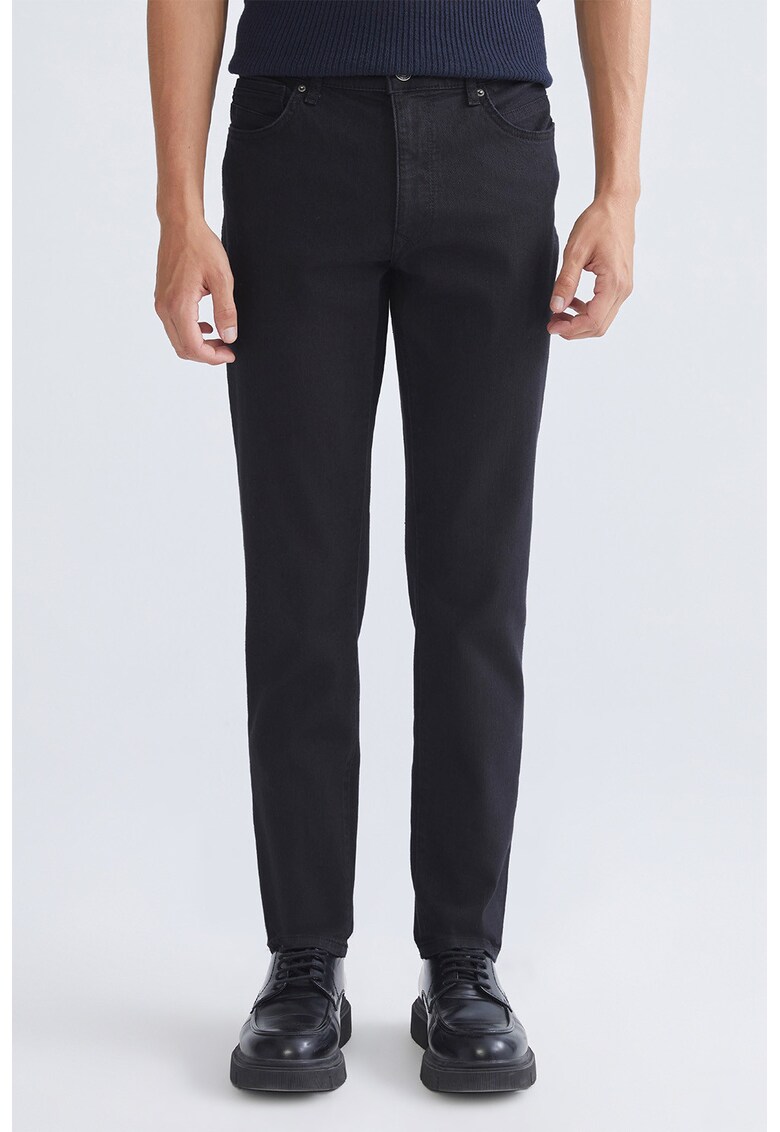 Blugi cu croiala dreapta si talie medie - Negru