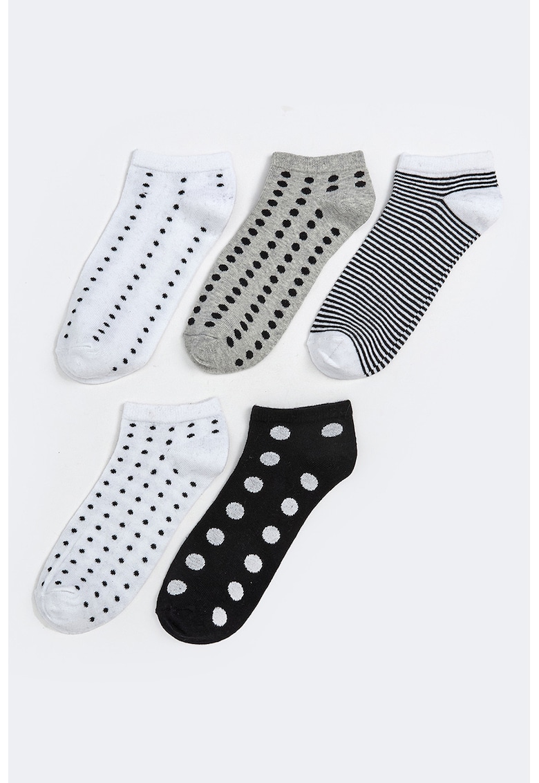 Set de sosete pana la glezna cu model - 5 perechi Set de sosete pana la glezna cu model - 5 perechi