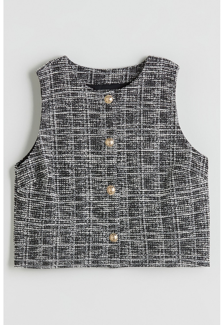 Vesta in carouri cu nasturi