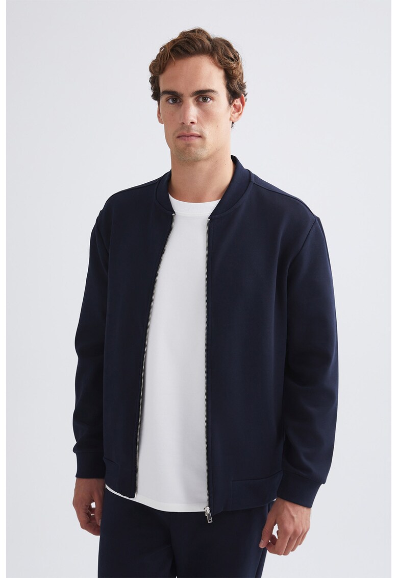 Jacheta bomber cu buzunare laterale - Bleumarin