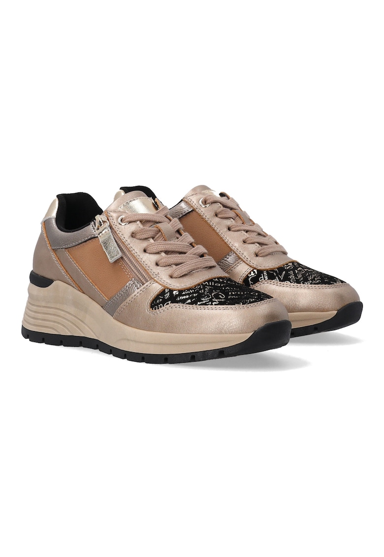 Venezia Pantofi sport din piele cu aspect metalizat si talpa wedge