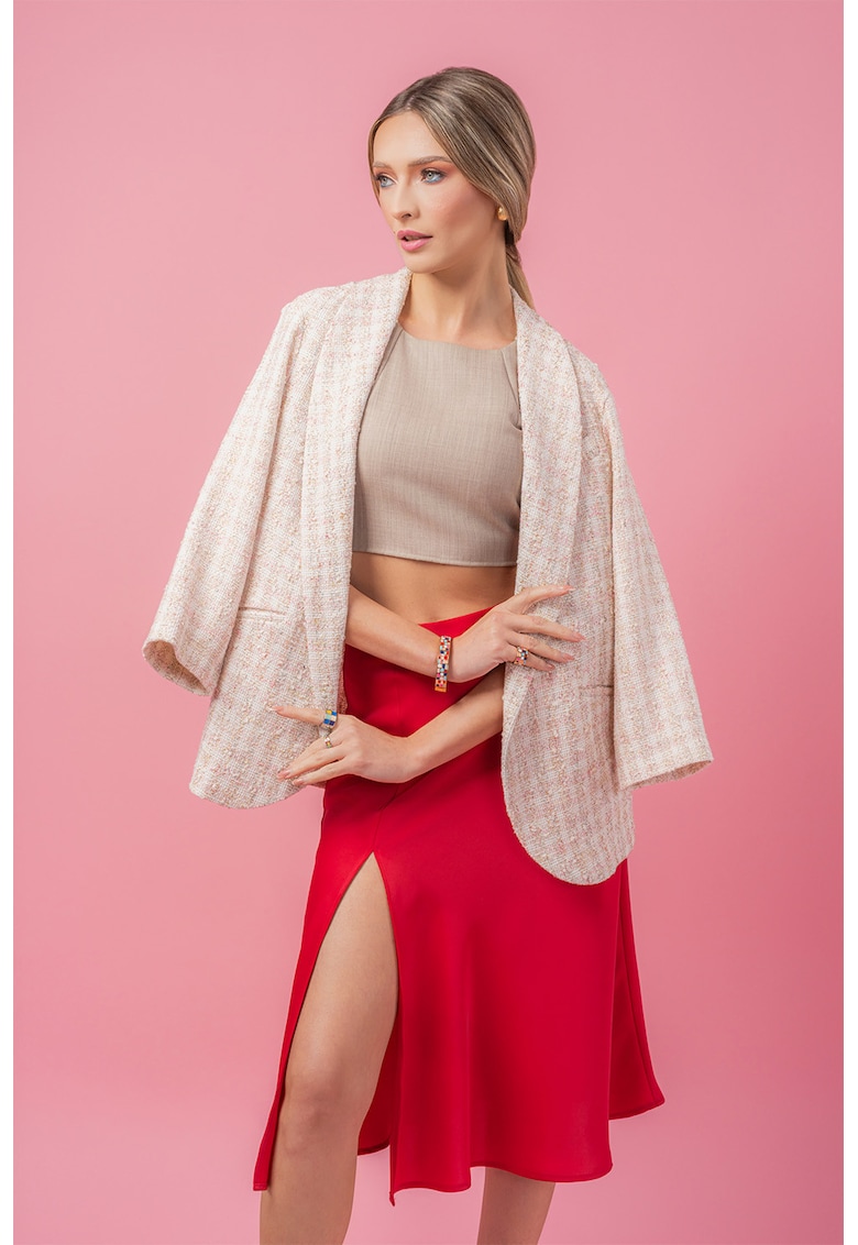 Sacou texturat cu model in carouri