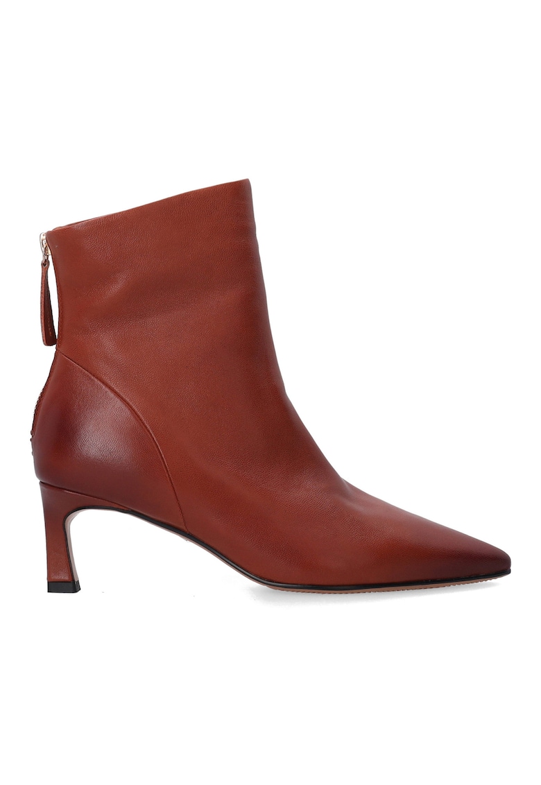 Botine din piele cu varf ascutit si toc kitten