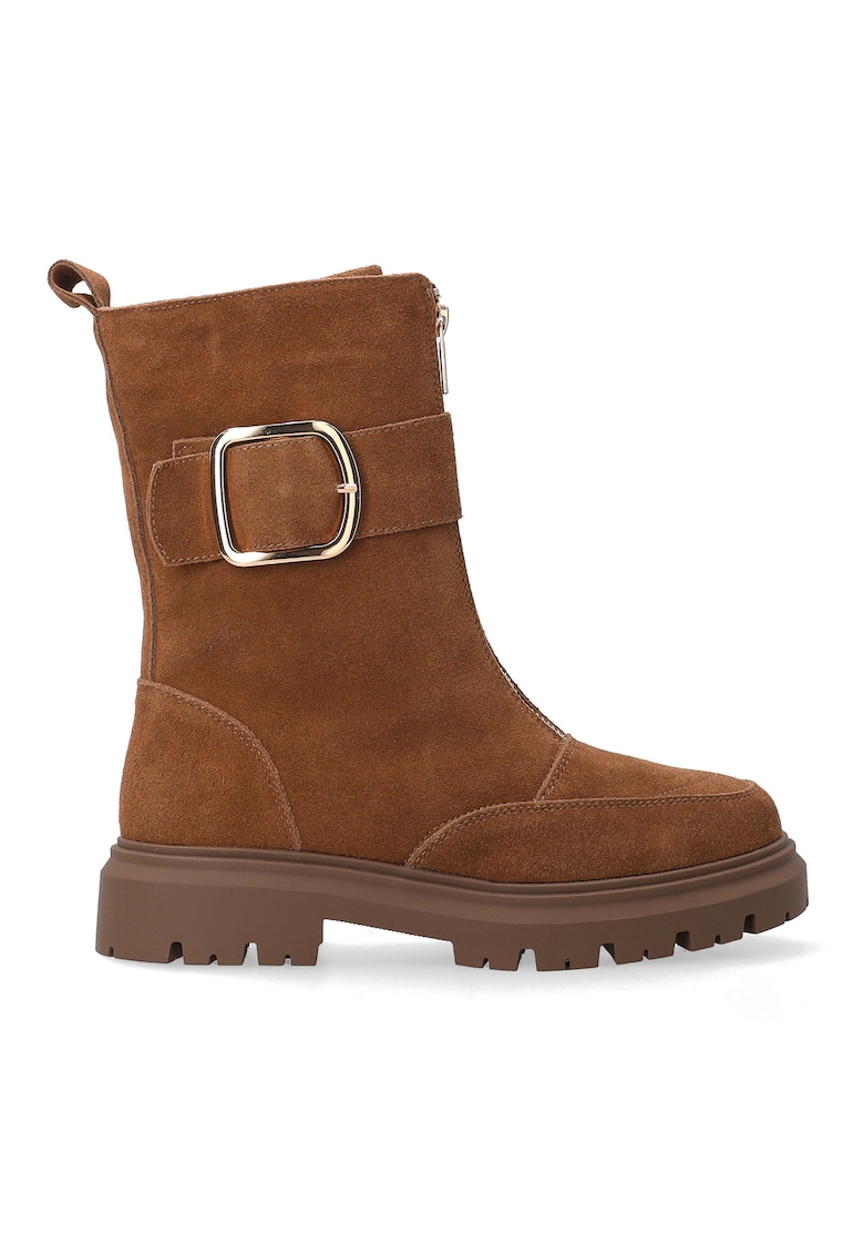 Ghete din piele intoarsa cu catarama decorativa