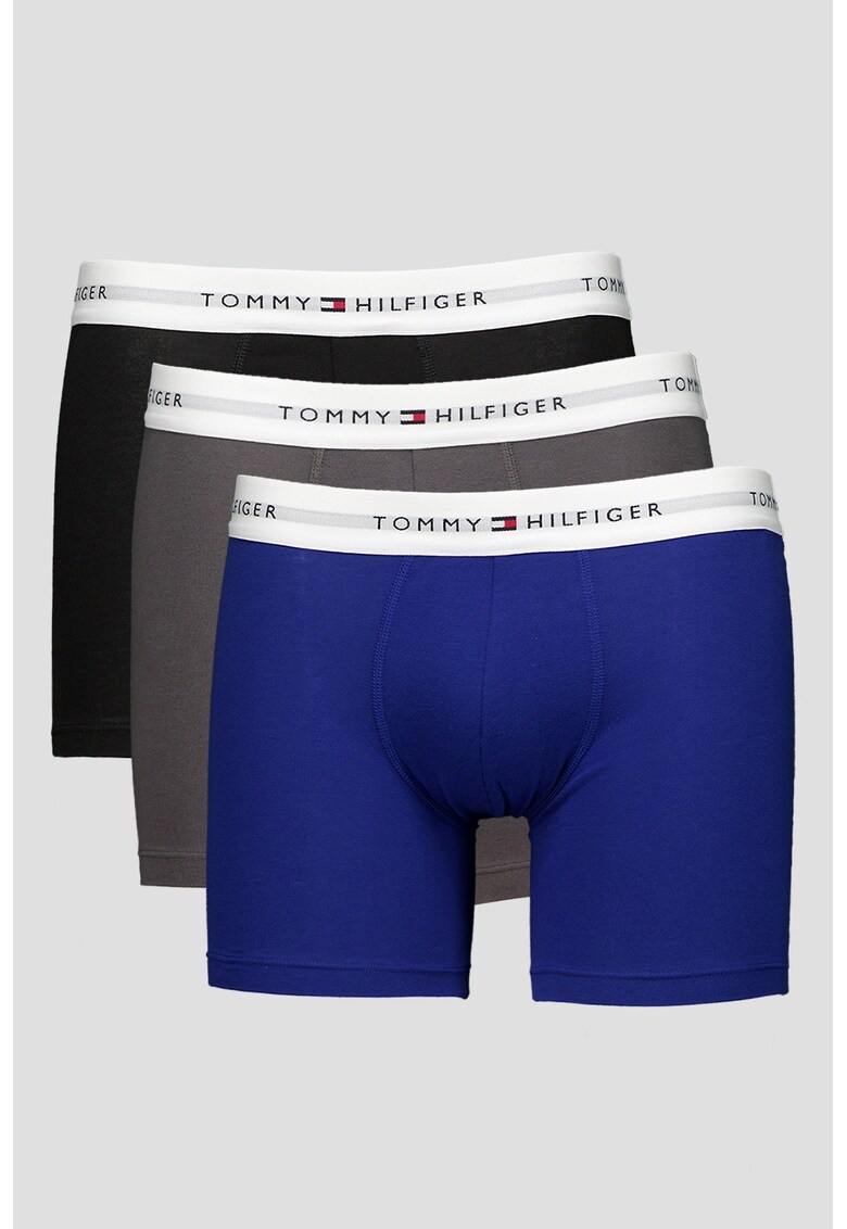 Set de boxeri cu banda logo in talie - 3 perechi - Negru/Albastru royal/Gri inchis