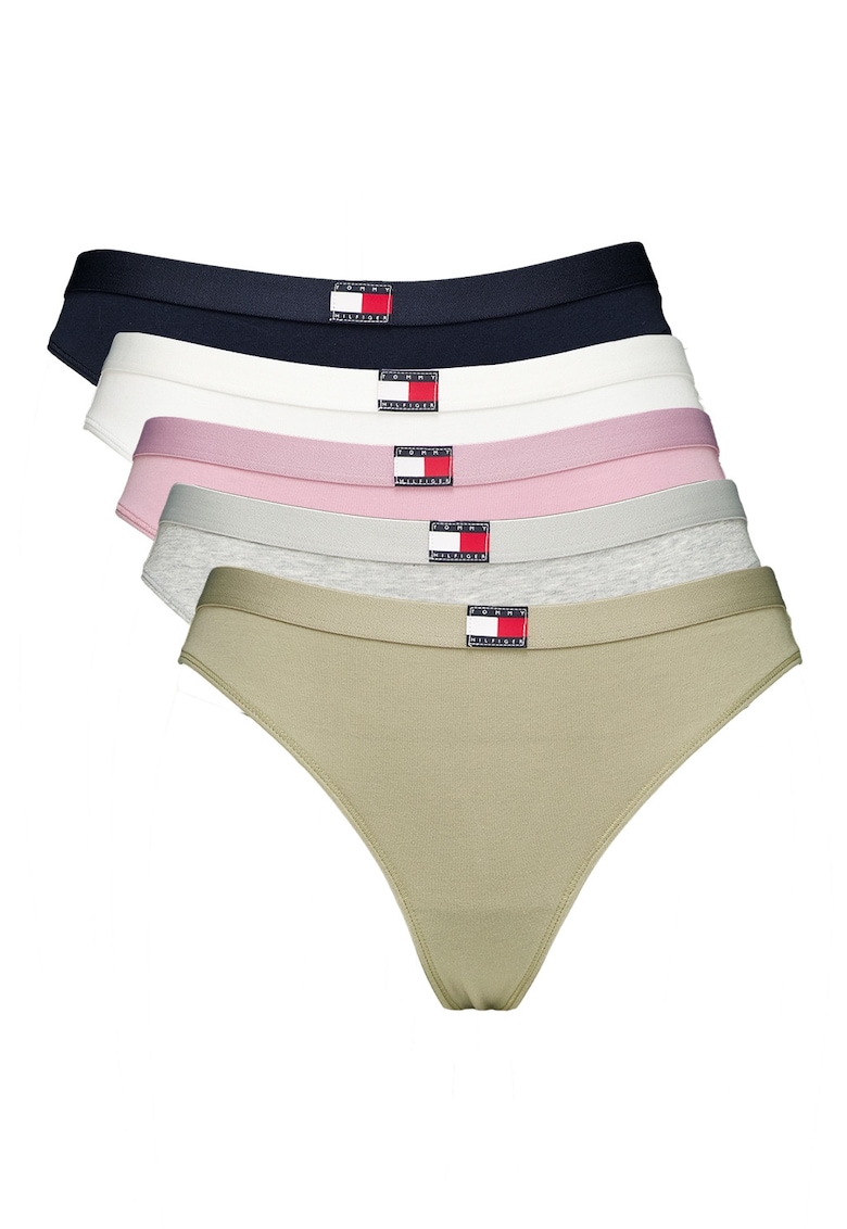 Set de chiloti tanga cu logo - 5 perechi