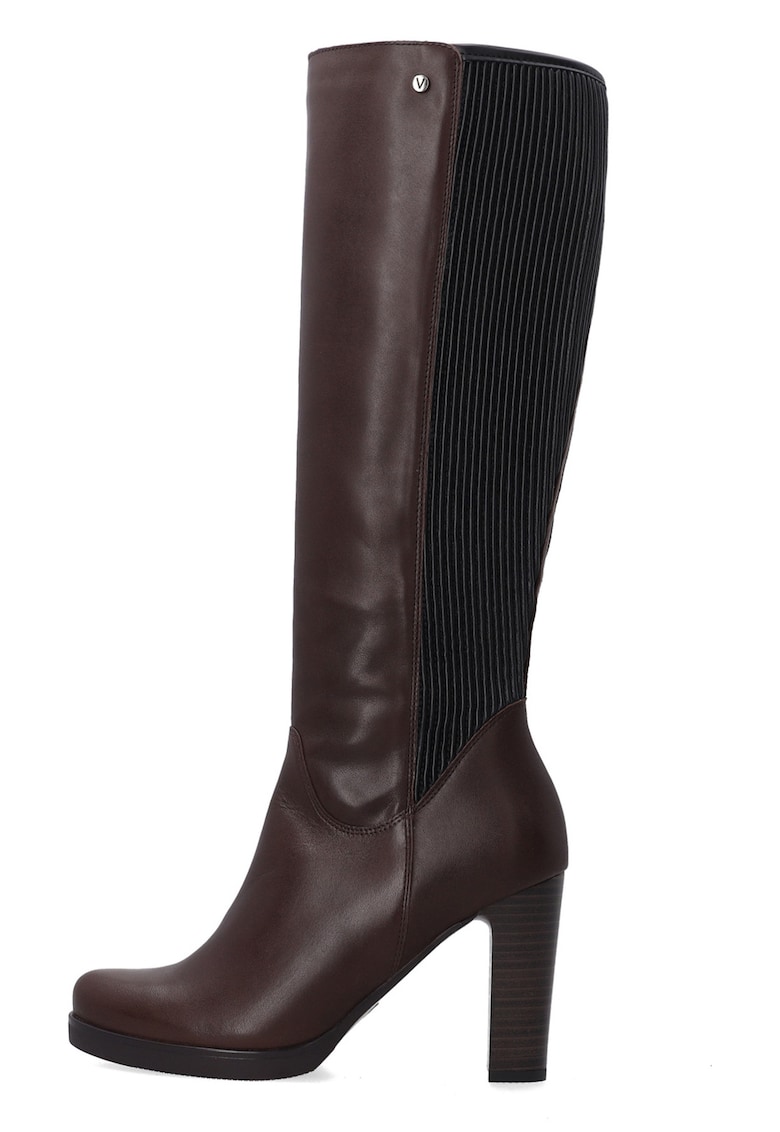 Cizme din piele cu toc masiv