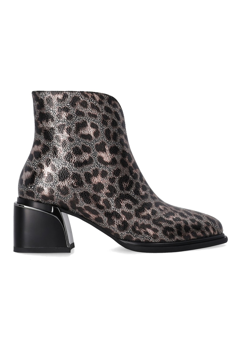 Botine din piele cu animal print