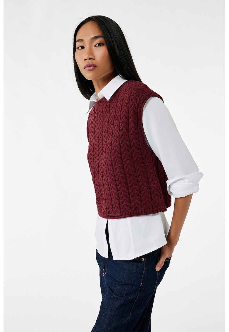 Pulover crop cu maneci scurte