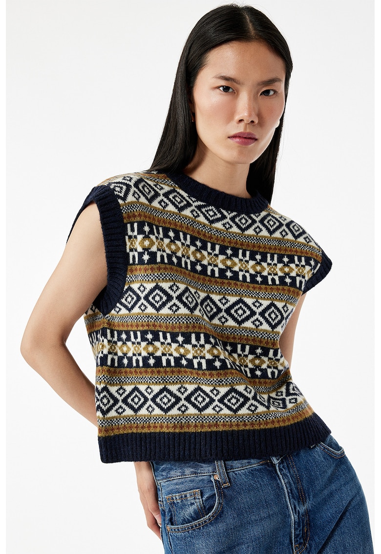 Pulover crop cu model grafic