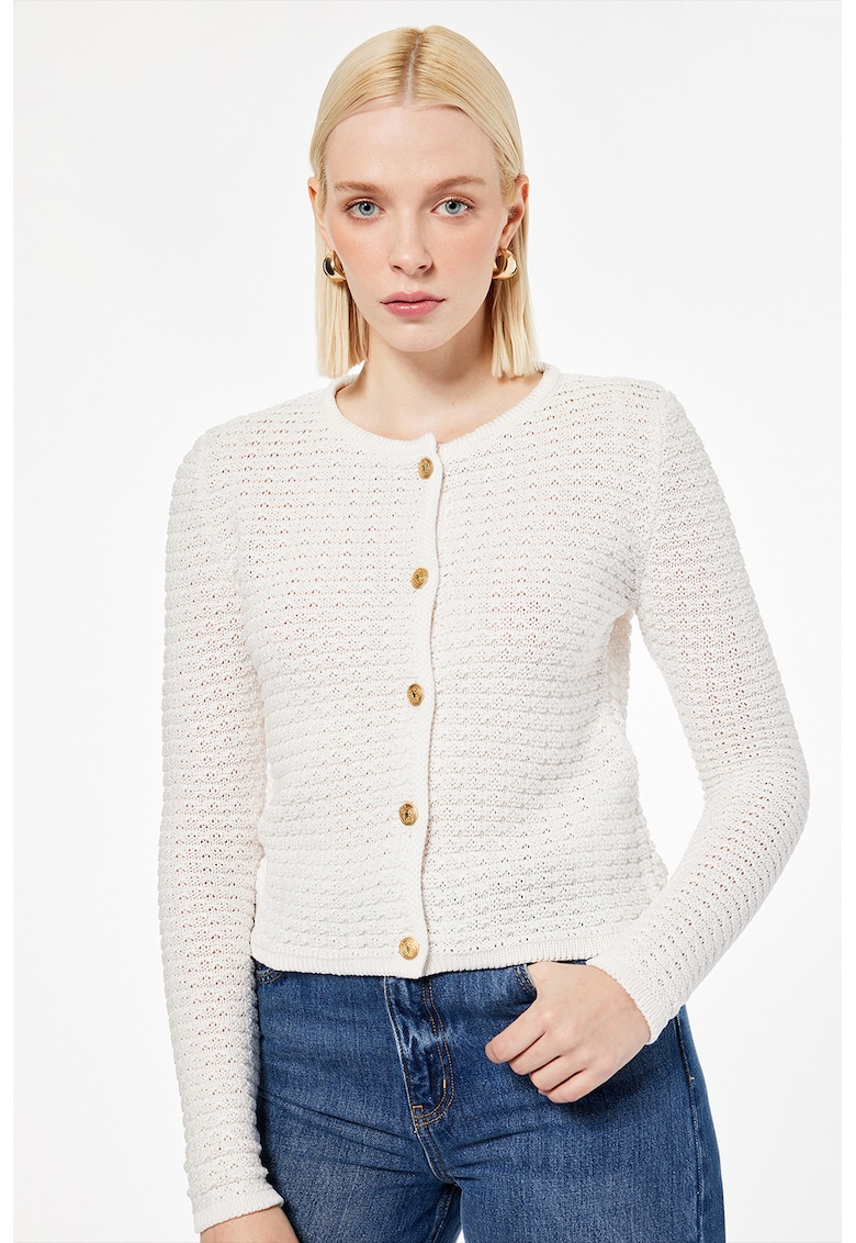 Cardigan tricotati cu nasturi - Alb