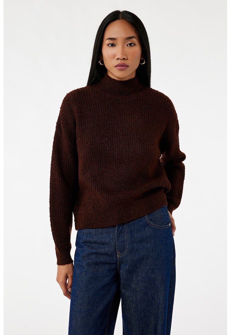 Pulover cu maneci cazute - Violet aubergine