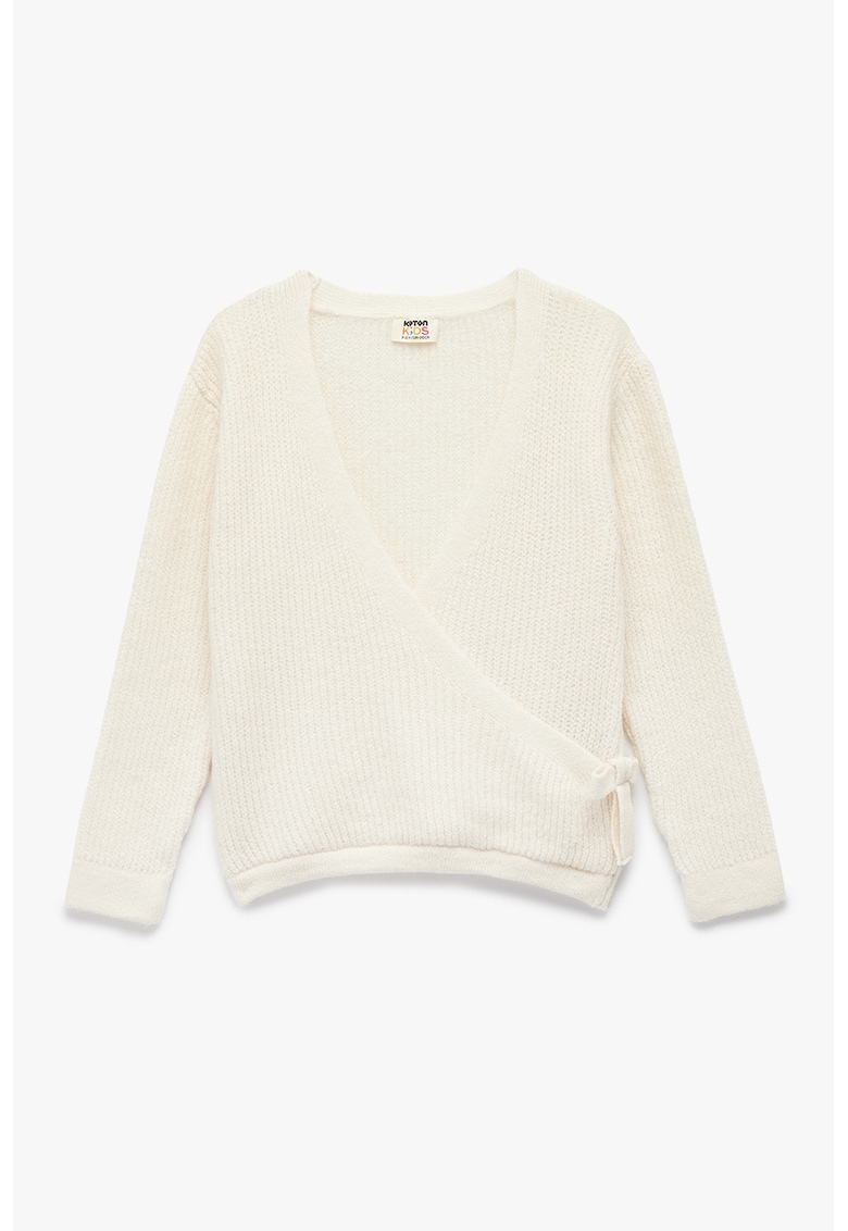 Cardigan petrecut tricotat - Alb murdar