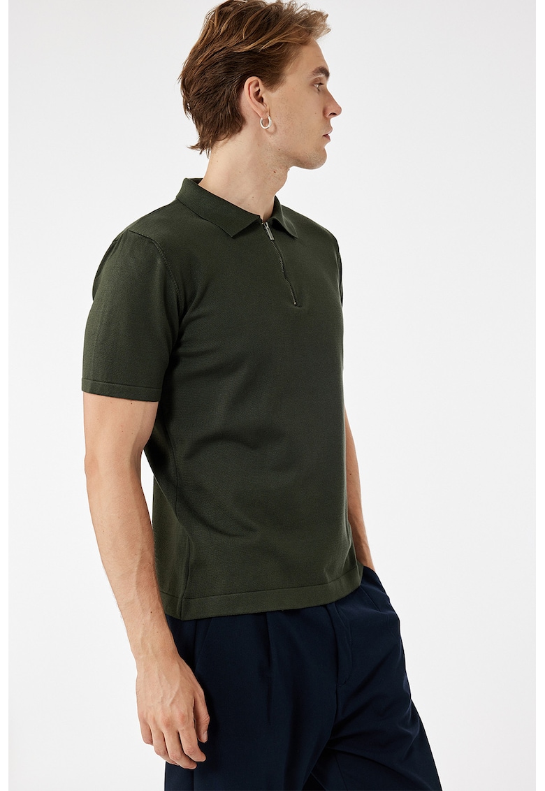 Tricou polo cu fermoar scurt