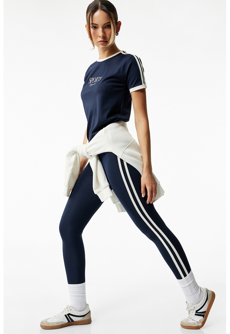 Colanti cu talie inalta si dungi contrastante