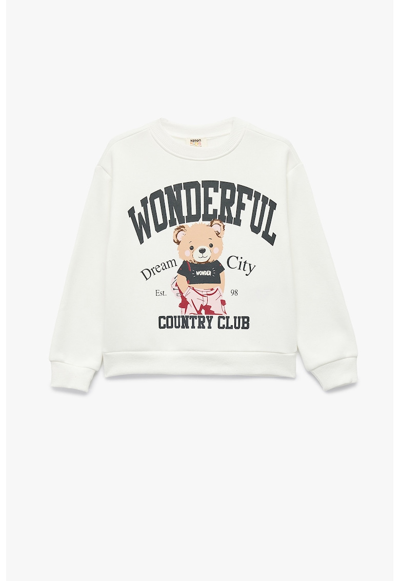 Bluza de trening din material teddy cu imprimeu