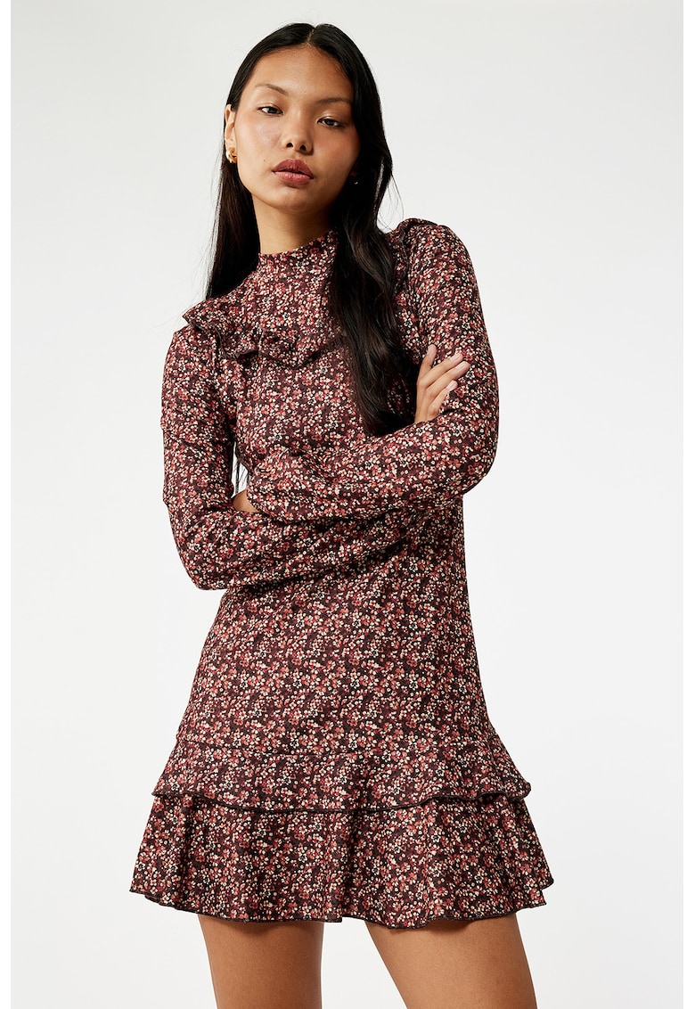 Rochie scurta cu detalii din volane si model floral