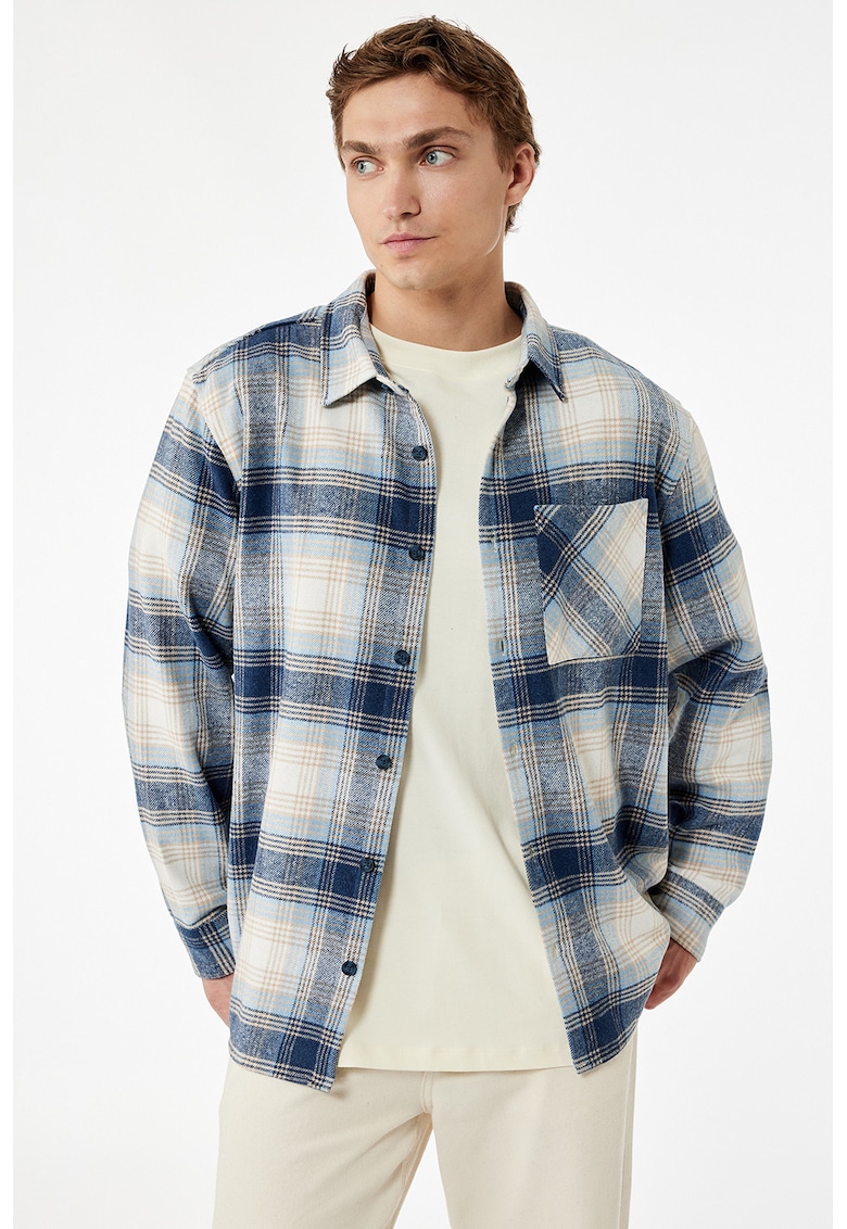 Camasa cu model in carouri si buzunar pe piept