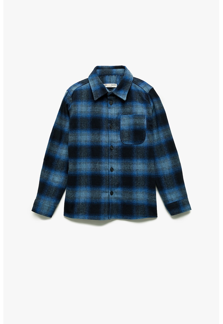 Camasa cu model in carouri si guler clasic - Negru/Albastru royal