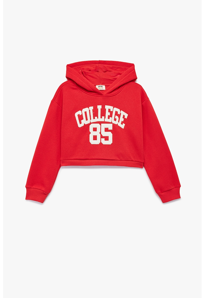 Hanorac crop cu imprimeu text