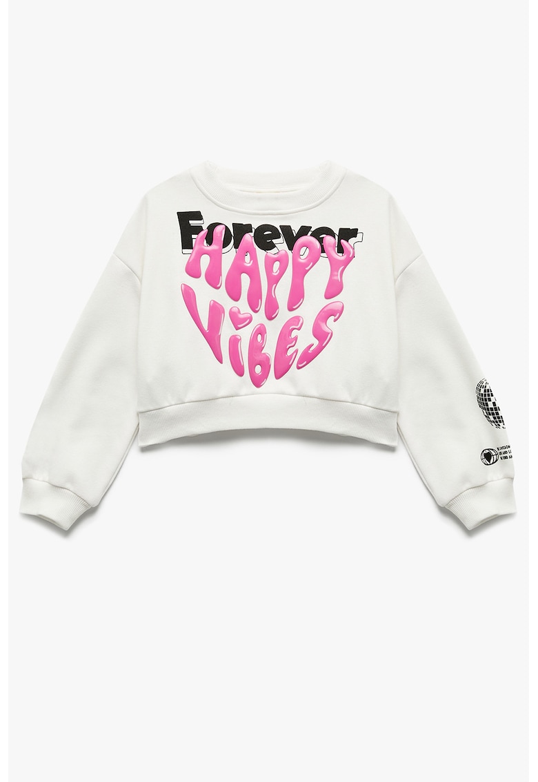 Bluza de trening crop cu imprimeu text