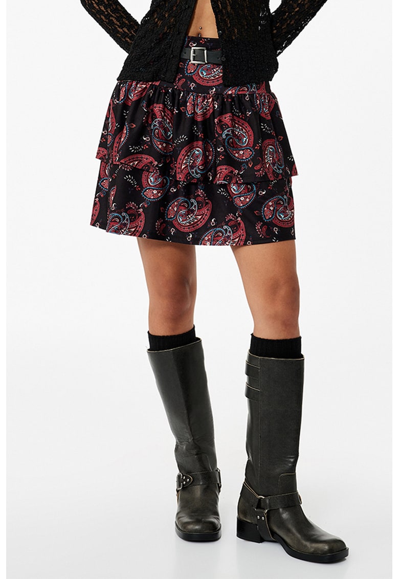 Fusta mini stratificata cu model paisley