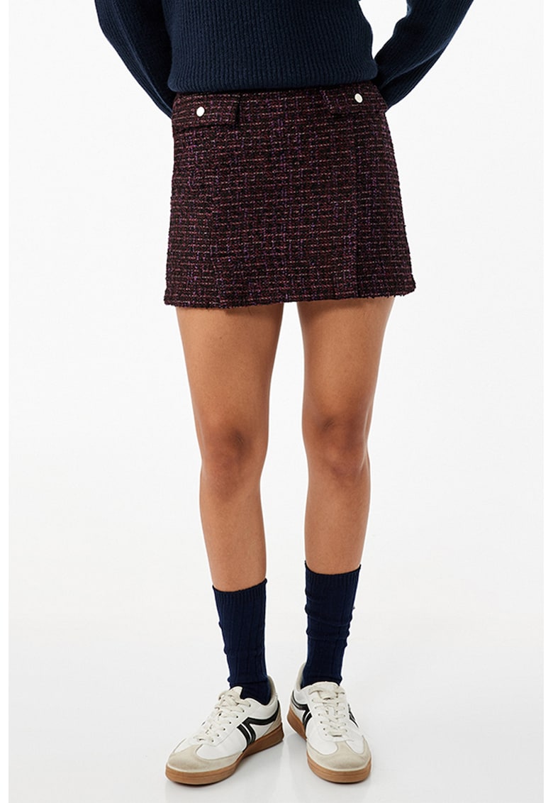 Fusta mini tricotata cu buzunare cu clapa