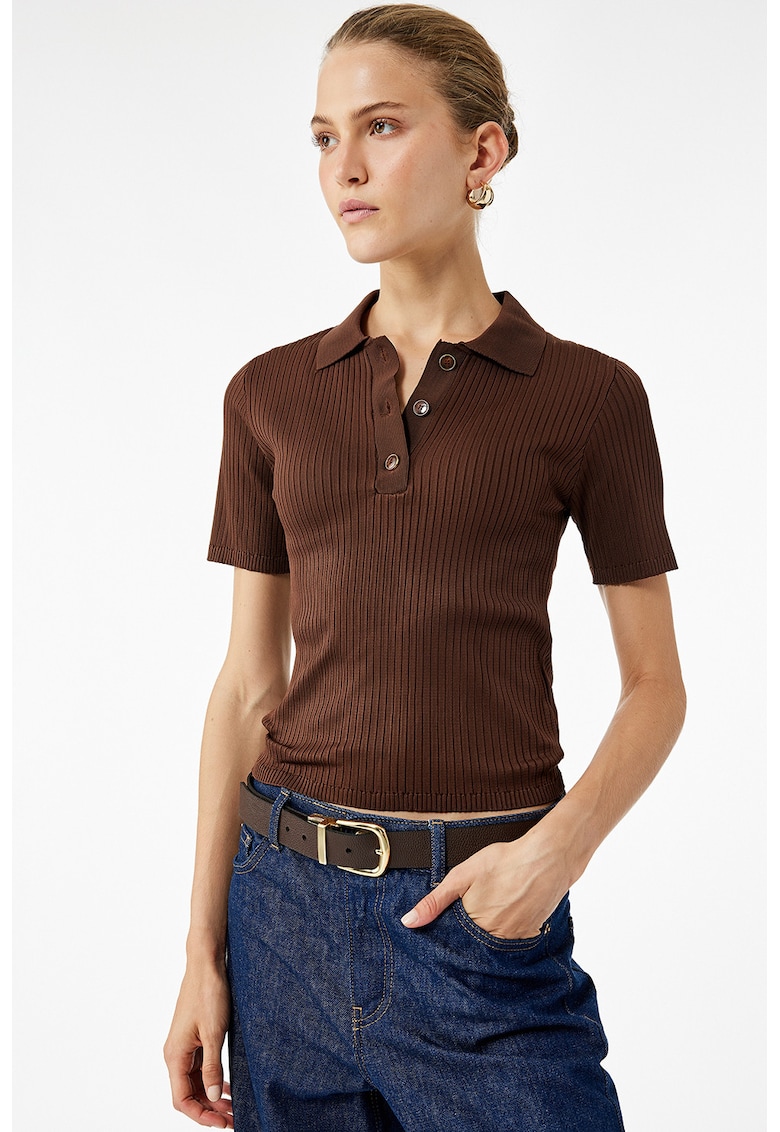 Pulover striat cu maneci scurte Pulover striat cu maneci scurte