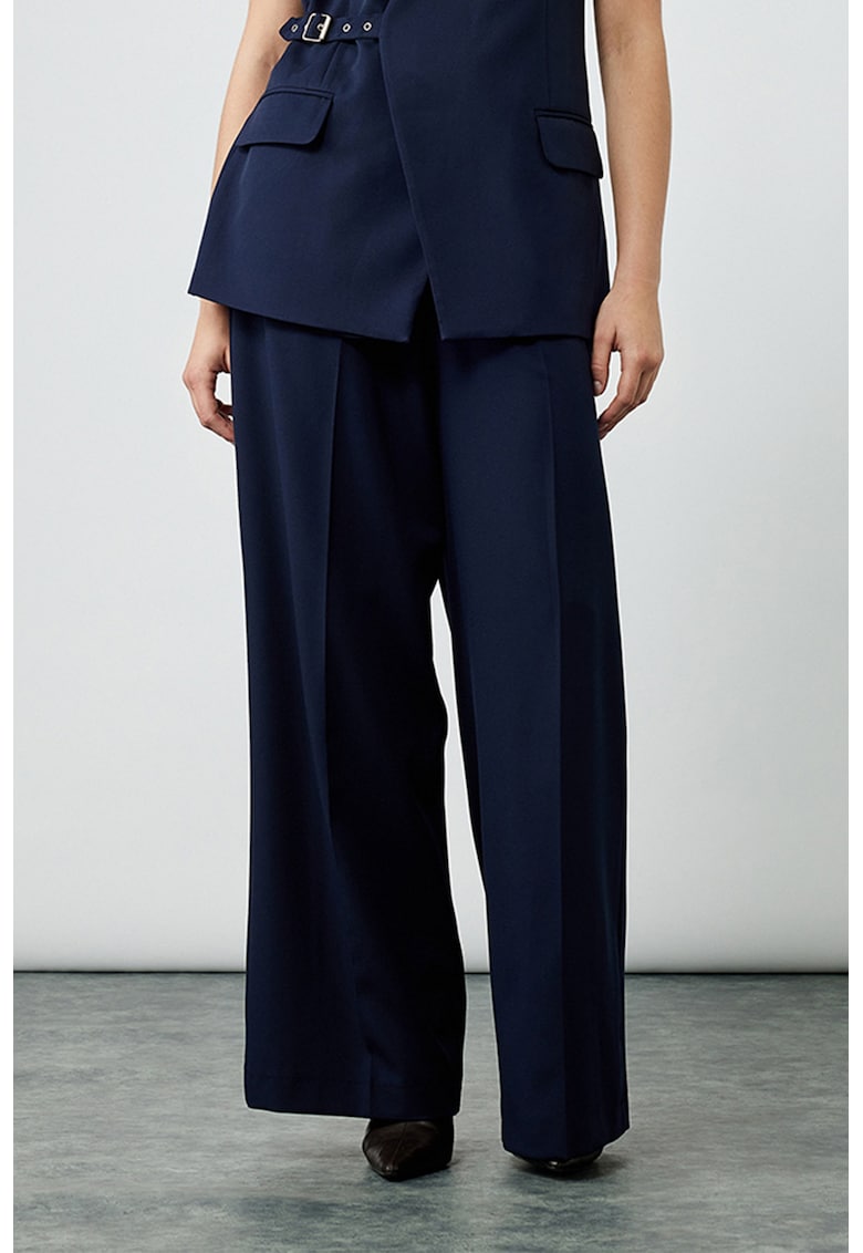 Pantaloni palazzo cu buzunare oblice