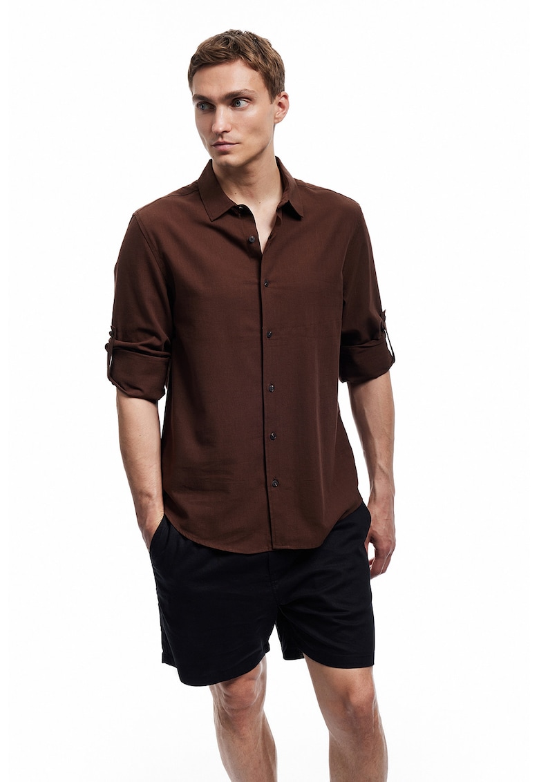 Camasa uni din bumbac - Maro