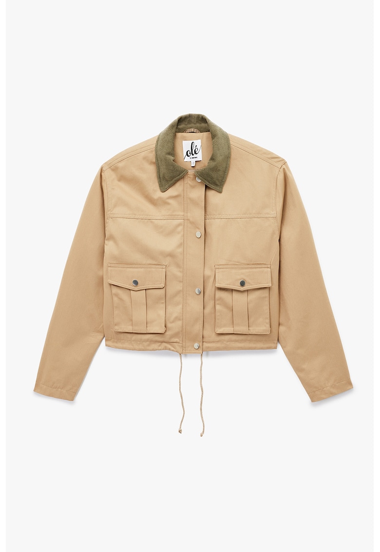 Jacheta regular-fit cu guler clasic - Maro camel