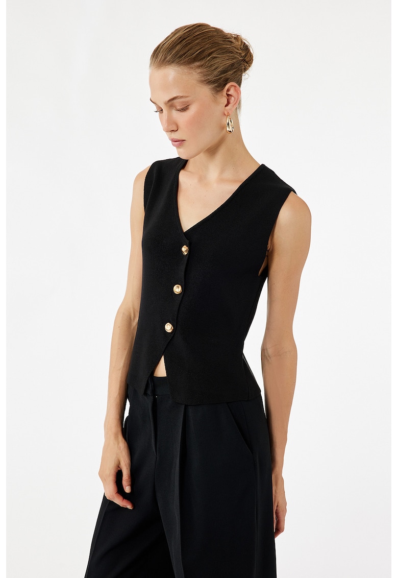 Vesta crop cu nasturi contrastanti