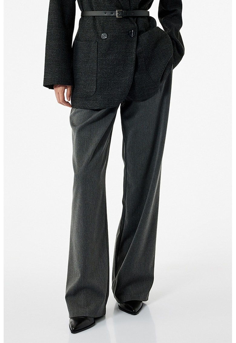 Pantaloni palazzo cu pliuri inversate frontale