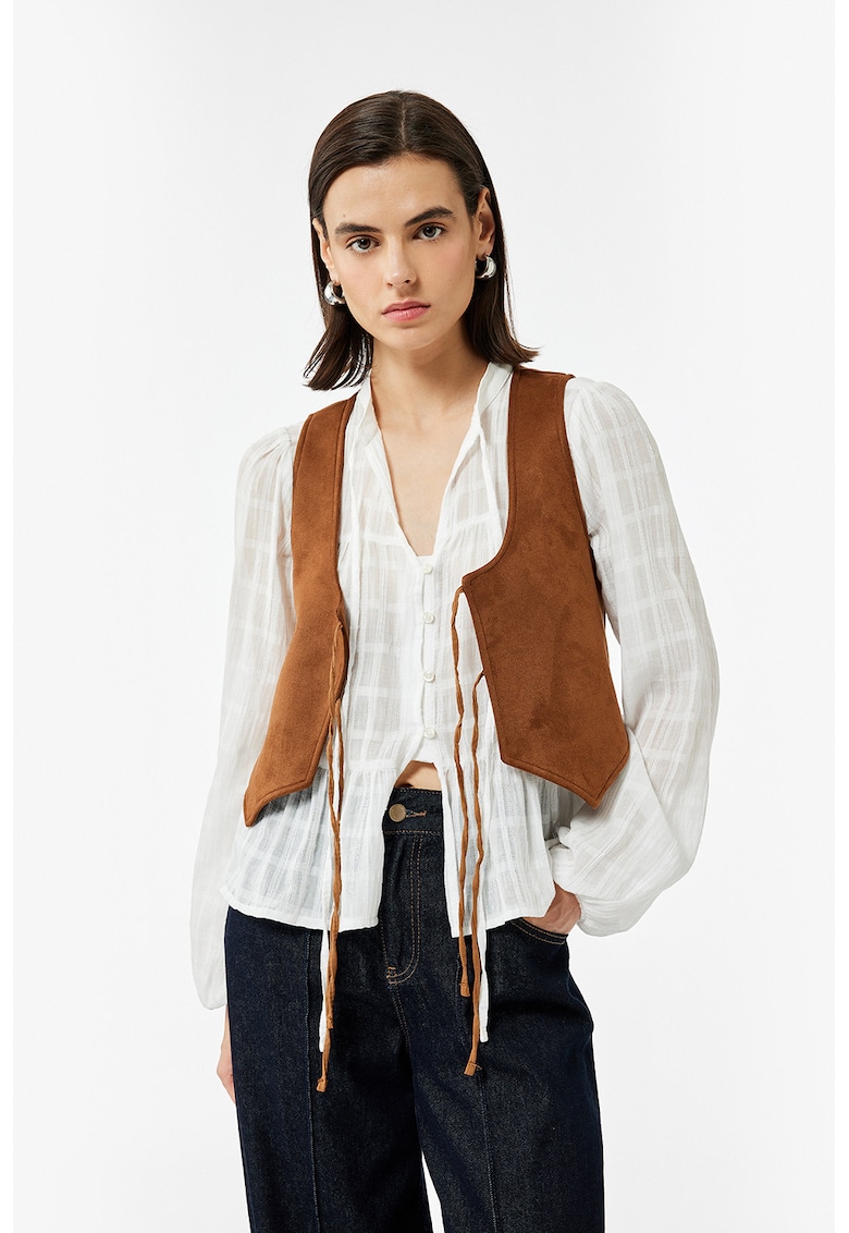 Vesta din piele intoarsa ecologica cu inchidere cu snururi